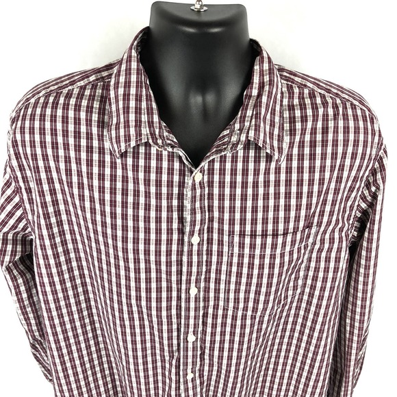 Old Navy Other - Old‎ Navy Shirt Men XL Dark Red White Button Front Cotton Collared